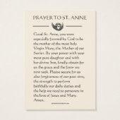 Sainte Anne Sainte Vierge Marie Prière Carte Saint (Dos)