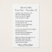 Sainte Cécile Patronesse des Musiciens - Carte Sai (Dos)