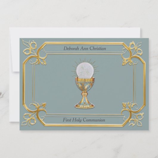 Sainte Eucharistie Chalice Gold Frame Invitation (Devant)