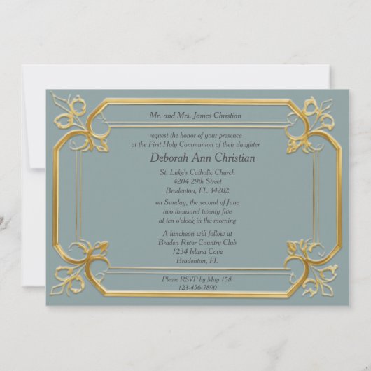 Sainte Eucharistie Chalice Gold Frame Invitation (Dos)