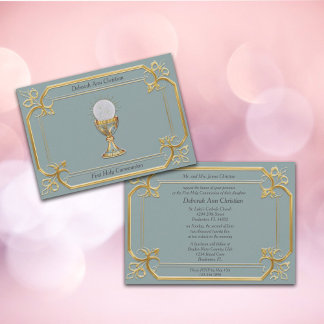 Sainte Eucharistie Chalice Gold Frame Invitation