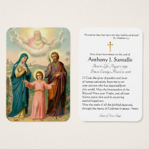 Sainte Famille catholique funéraire Carte Sainte -