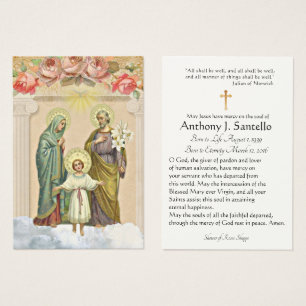Sainte Famille catholique funéraire Carte Sainte -