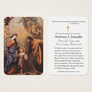 Sainte Famille catholique funéraire Carte Sainte -