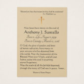 Sainte Famille Funéraire Sympathie Prière Carte Sa (Dos)