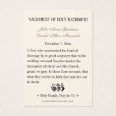 Sainte Famille Mariage prière Carte Sainte (Dos)