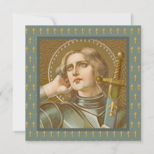 Sainte Jeanne d'Arc (JM 28) Carte de vœux carré bl