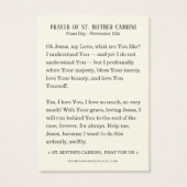 Sainte Mère Cabrini Catholique Prière religieuse r (Dos)
