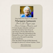 Sainte prière funéraire de la Vierge catholique Ma (Dos)