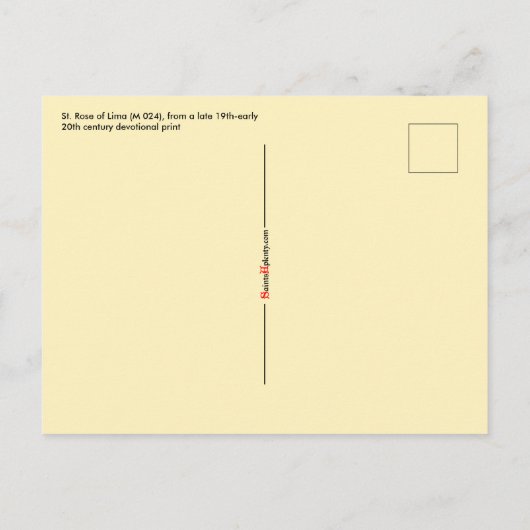 Sainte Rose de Lima la nuit (M 024) Carte postale (Dos)