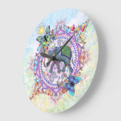 Sainte Tribal Henna Elephant grande horloge (Angle)