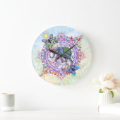 Sainte Tribal Henna Elephant grande horloge (Maison)