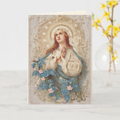 Sainte Vierge Marie Florale Carte Vintage (Fleur jaune)