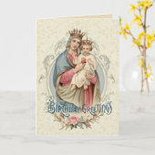 Sainte Vierge Marie Jésus Carte d'anniversaire (Fleur jaune)