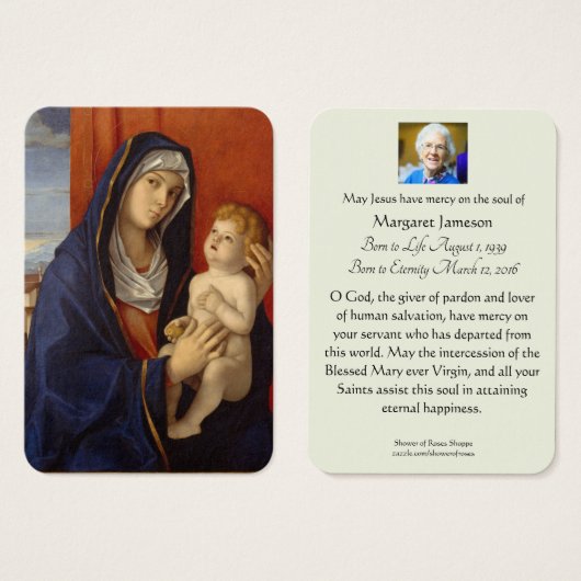 Sainte Vierge Marie Jésus Prière funéraire (Devant & derrière)