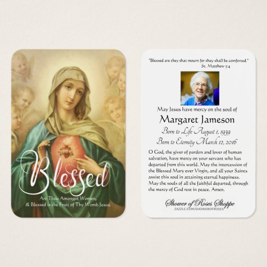 Sainte Vierge Marie Mémorial funéraire catholique  (Devant & derrière)