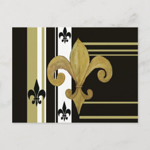 Saints Black en Gold Fleur de lis Briefkaart