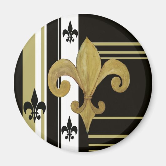 Saints Black en Gold Fleur de lis Magneet (Voorkant)