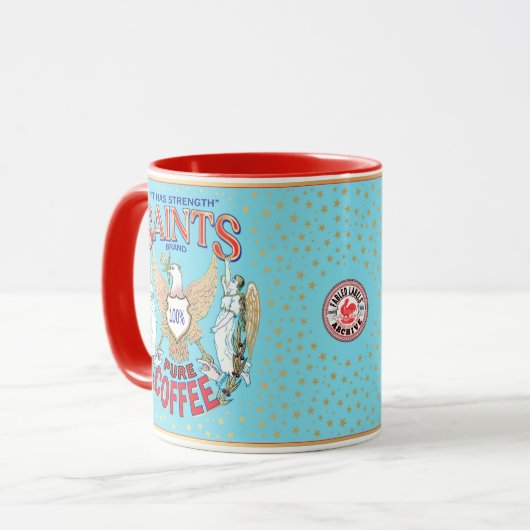 Saints Fabled Coffee Label Mok · Keramisch 11 oz. (Voorkant links)