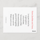 Saints Joachim et Anna Carte postale (Dos)