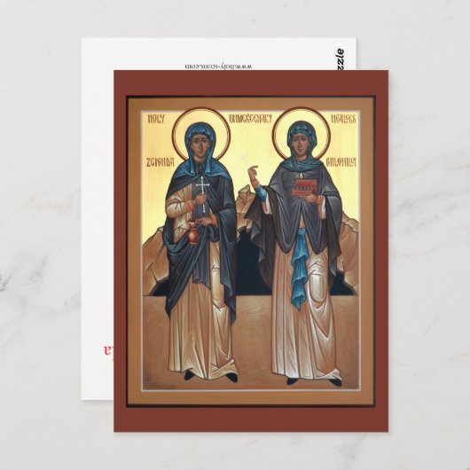Saints Zinaida et carte de prière de Philonilla (Devant / Derrière)