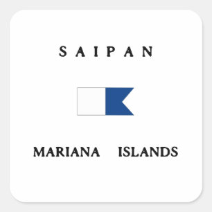 Saipan Mariana eilanden Alpha duik vlag Vierkante Sticker