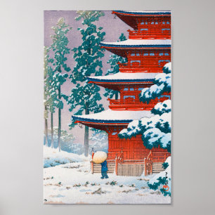 Saishoin Temple in Snow, Hasui Kawase, Woodcut Poster