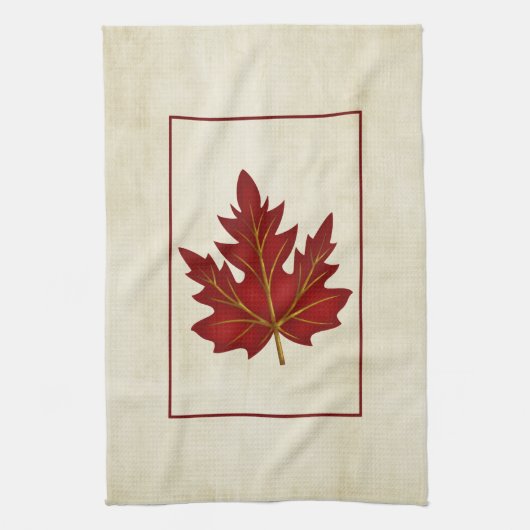 Saison automne Feuille rouge Serviette de cuisine (Vertical)