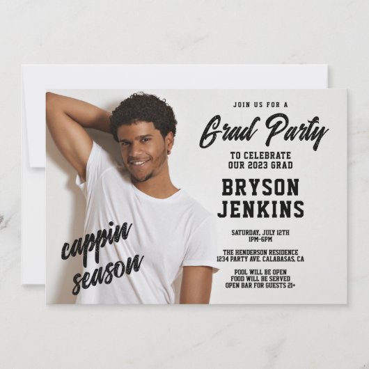 Saison Cappin Masculine Graduine Invitation (Devant)