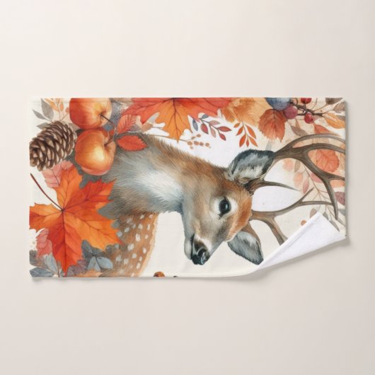 Saison d'automne de l'aquarelle Orange Feuilles et (Serviette à main)