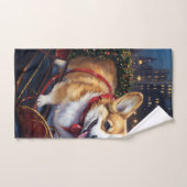Saison de Noël de Corgi (Serviette à main)