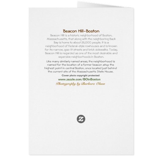 Saison de vacances : Beacon Hill - Boston MA (Dos)