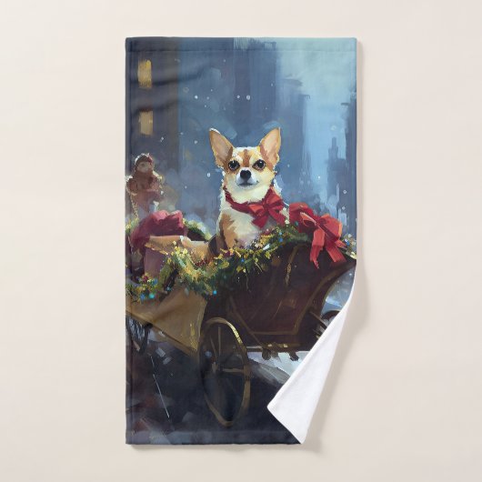 saison des fêtes de Noël de chihuahua (Serviette à main)