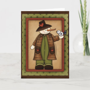 Saison d'hiver Snowfolk Snowman Carte de voeux 4