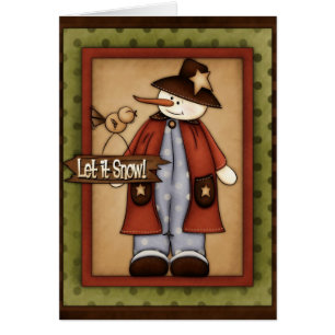 Saison d'hiver Snowfolk Snowman Carte de voeux 5