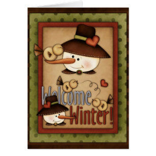 Saison d'hiver Snowfolk Snowman Carte de voeux 6