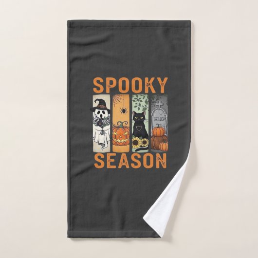 Saison effrayante � Fantôme mignon, chat noir, cit (Serviette à main)