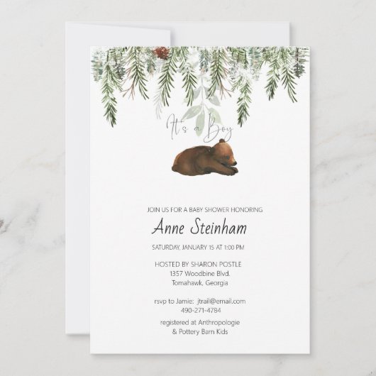 Saison hiver Simple bébé garçon douche Invitation (Devant)