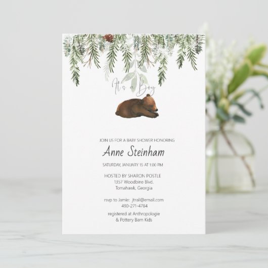 Saison hiver Simple bébé garçon douche Invitation (Debout devant)