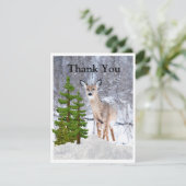 Saison hivernale avec cerf et Carte de remerciemen (Debout devant)