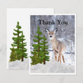 Saison hivernale avec cerf et Carte de remerciemen (Devant / Derrière)