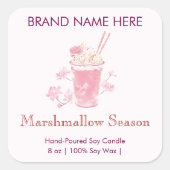 Saison Marshmallow | Étiquettes de bougie roses (Devant)
