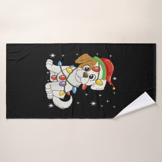 Saison Noël Père Noël Jack Russell Terrier (Serviette de bain)