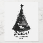 Saison Noël Vin Étiquette | Main dessinée (Étiquettes simples)