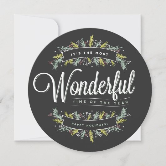 Saison Sprigs Round Holiday Carte photo (Devant)