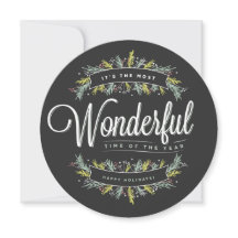 Saison Sprigs Round Holiday Carte photo