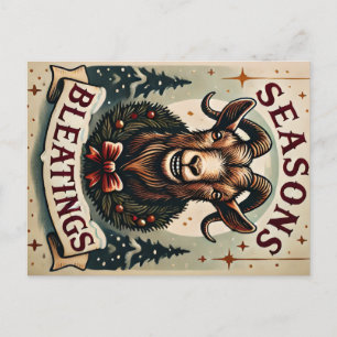 Saison's Bletings - Carte postale de chèvre festiv
