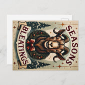 Saison's Bletings - Carte postale de chèvre festiv (Devant / Derrière)