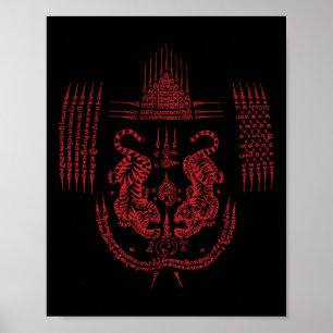 Sak Yant Muay Thai Kickbokstattoo Aziatische cultu Poster