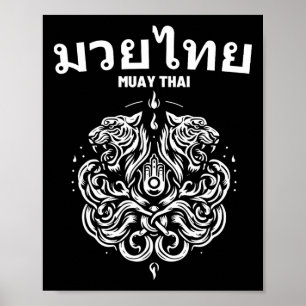 Sak Yant Muay Thai kunst tattoo tweeling tijger ki Poster